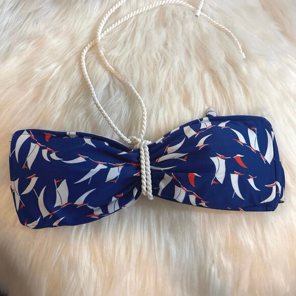 Ralph Lauren Blue Nautical Sailboat Bandeau Bikini Top Size Medium - Picture 1 of 4